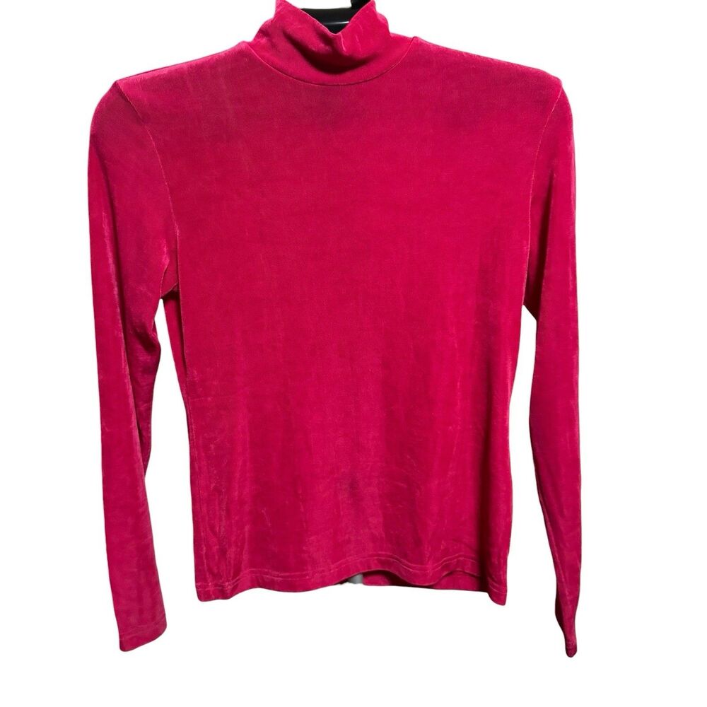 Hobby Horse Western Slinky Shirt Women's L Stretch Mock Neck Equestrian Pink USA